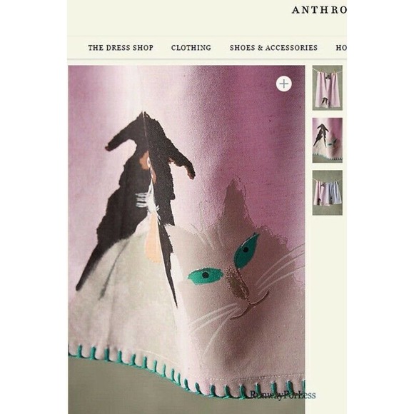 ANTHROPOLOGIE Tea Dish Kitchen Towel Black Pug Collie Dog Cat Farm Stitching - Picture 3 of 5